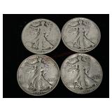 Four Walking Liberty Half Dollar Coins
