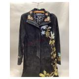 Ladies Embroidered Leather Coat