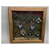 Framed Pre WWII AACChevrons and Belt Buckle