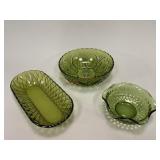Assorted Green Glass Bowls