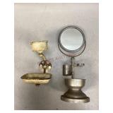 Vintage Metal Shaving Mirror & Soap Dish