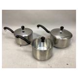 Three Farberware Pots with Lids