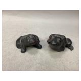 Two Vintage Cast Iron Frogs