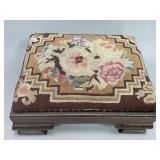 Vintage Footstool with Needlepoint