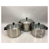Three Large Farberware Pots with Lids