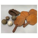 Vintage Baseball, Softballs, and Paddles