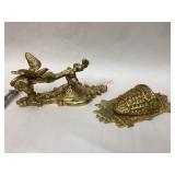 Vintage Brass Door Knocker & Wall Pocket