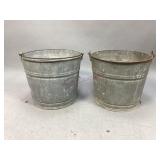 Two Galvanized Metal Buckets
