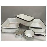Assorted Enamelware Tubs, Pan and More