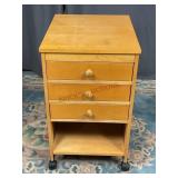 Wooden Sewing Stand on Wheels