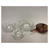 Pyrex Clear Glass Bowls and Visionware Pot
