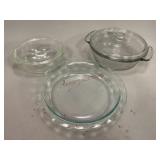 Clear Glass Anchor & Pyrex Casserole & Pie Dishes