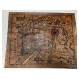 Vintage Leather Hand Tooled Map