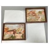 Two Vintage Ceramic Diorama Wall Hangings