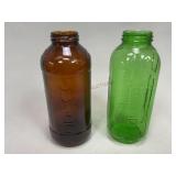 Brown and Green Glass Juice/Water Bottles