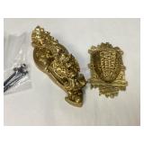 Vintage Brass Door Knocker& Wall Pocket