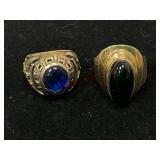 Menï¿½s Rings with Blue and Black Stone