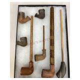 Collection of Vintage Clay Tobacco Pipes