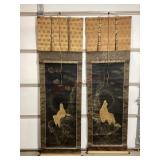 Two Antique Oriental Style Hanging Scrolls