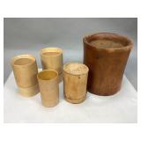 Vintage Wooden and Bamboo Circular Vessels