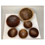 Assorted Vintage Wooden Carved Bowls