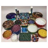 Various Containers of Miscellaneous Beads