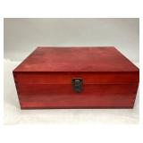 Red Stained Wooden Storage Box