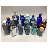 Assorted Vessels of Blue, Black & White Beads