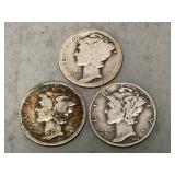 Three Mercury Dimes