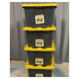 Four Tough Box 27 Gallon Storage Totes with Lids