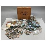 Cigar Box with Various Shells & Jewelry Pieces