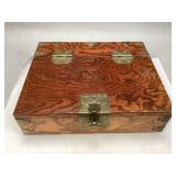 Oriental Style Wooden Box with Brass Hardware