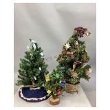 Three Mini Christmas Trees with Decorations
