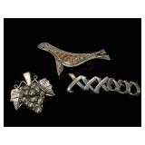 Three Sterling Pins