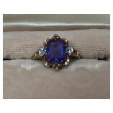 10K Gold Ring with Purple Gemstone