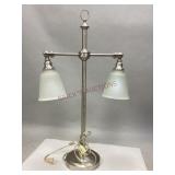 Brushed Finish Table Lamp with Two Frosted Shades