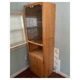 Oak Lighted Shelving Unit