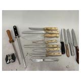 Assorted Knives, and Sharpening Rods