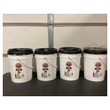 Four Food Grade Buckets with Lids