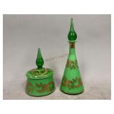 Czech Glass Perfume and Dresser Jar