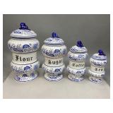 Vintage 4-Piece Arnart 'Blue Onion' Canister Set