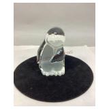One Etched Glass Penguin Bookend/Paperweight