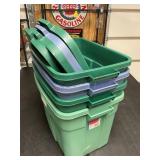 Four Rubbermaid Storage Totes with Lids