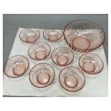 Arcoroc Pink Swirl Glass Serving Bowl & More