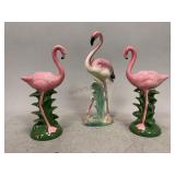 Flamingo Candle Holders and Figurine