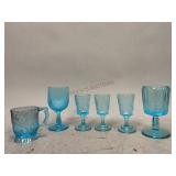 Blue Glass Goblets and Mug
