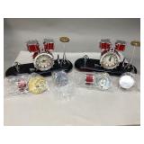 Two Plastic Drum Set Alarm Clocks