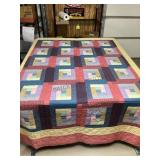 Vintage Handmade Log Cabin Pattern Quilt