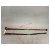 Two Wooden Canes, One with Decorative Sterling