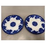 Pair of Flow Blue Plates